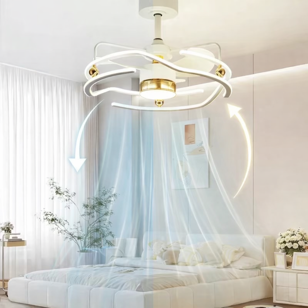 مروحة سقف LED عصرية بتصميم فني فاخر - 63 سم