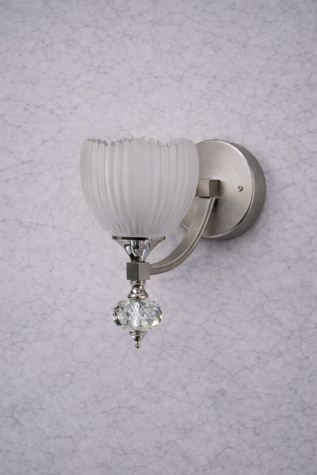 Crystal Arc Silver Sconce