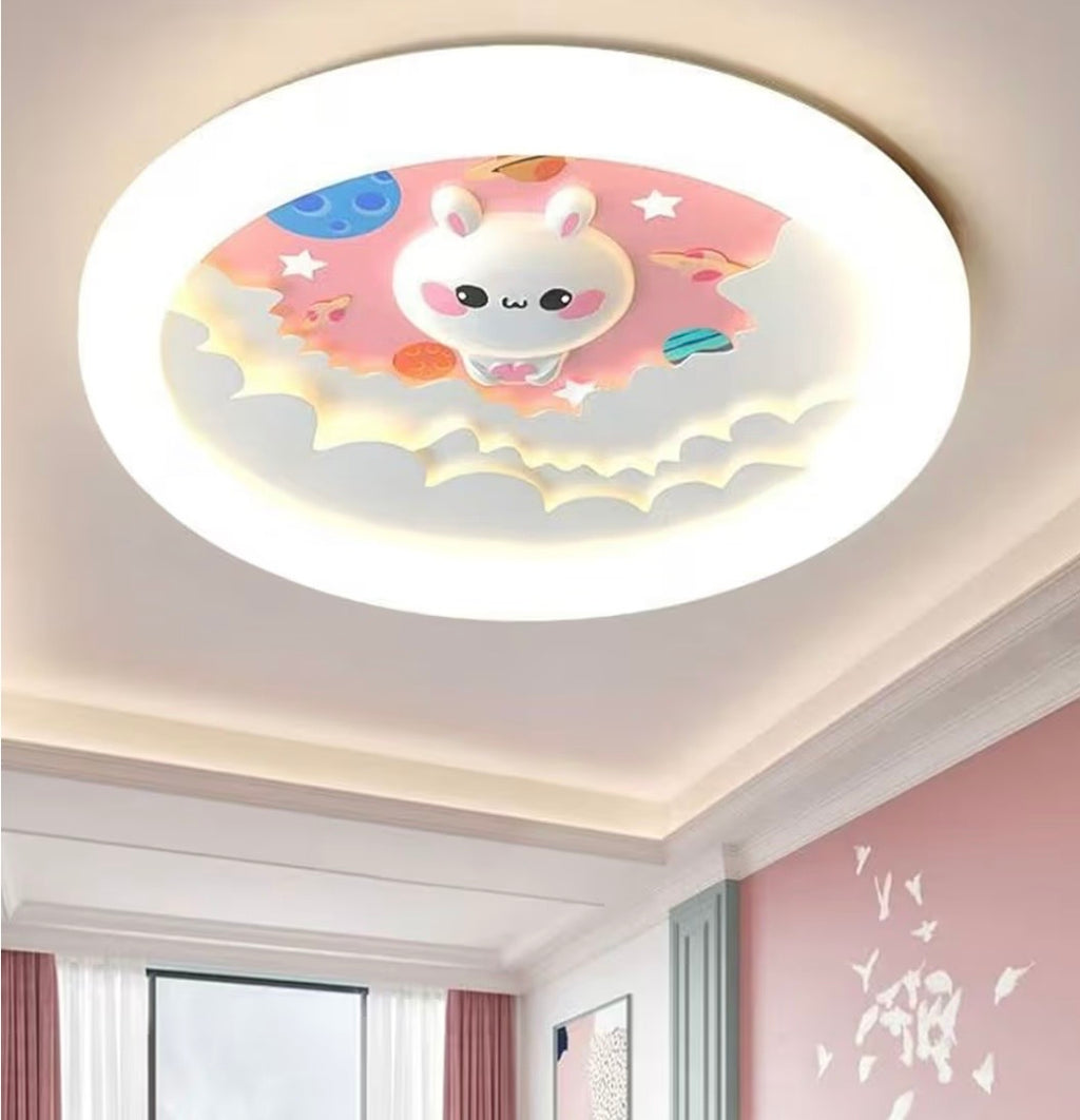 ثريا سقف LED للأطفال بتصميم سحابة وردية – نجفة مودرن أكريليك لغرف البنات