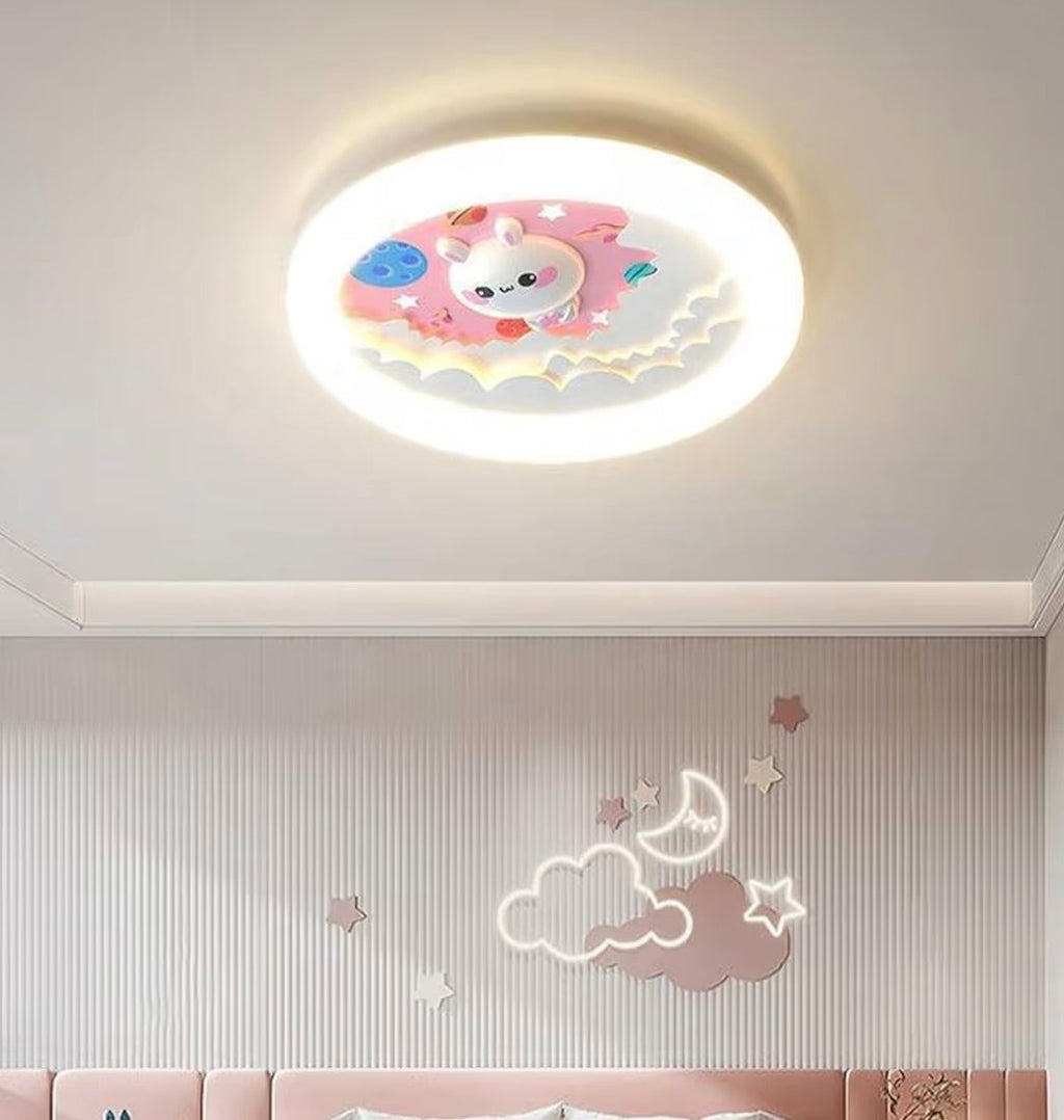 ثريا سقف LED للأطفال بتصميم سحابة وردية – نجفة مودرن أكريليك لغرف البنات