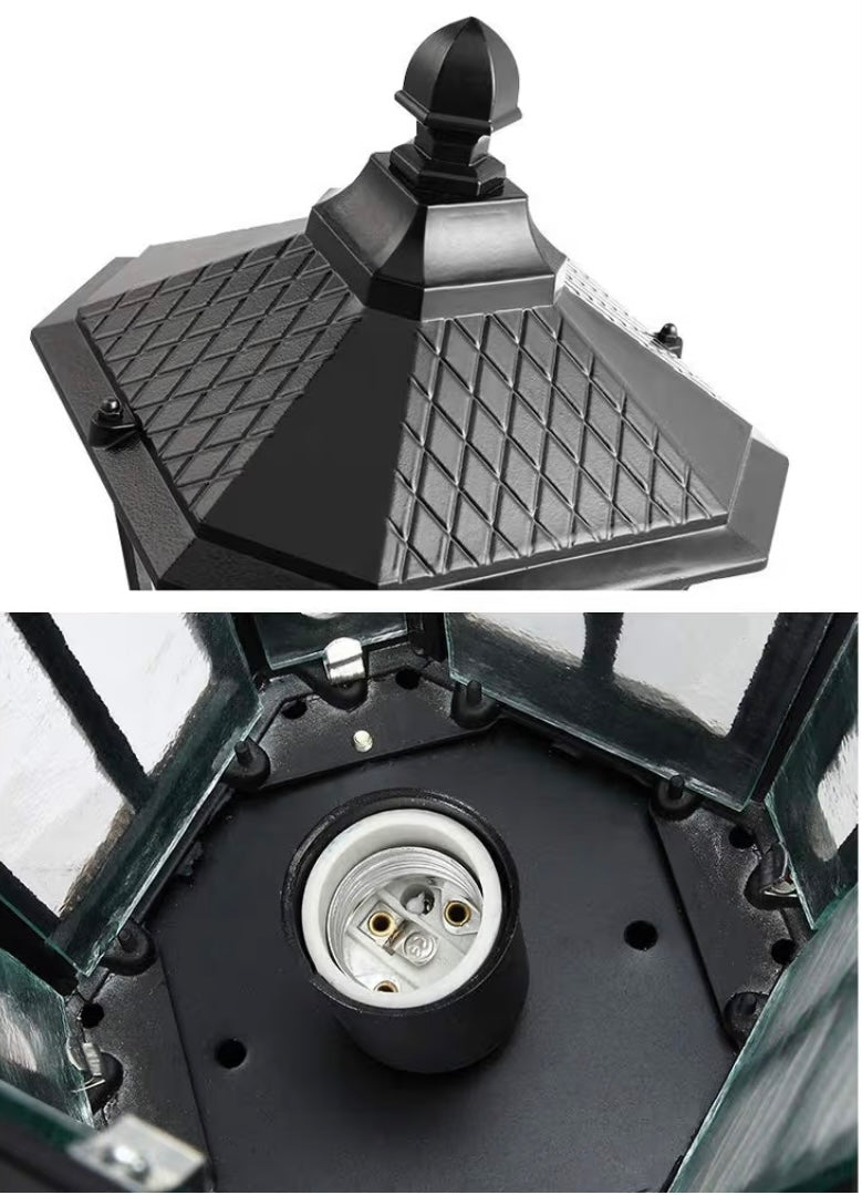 فانوس حدائق كلاسيكي – أسود مربّع