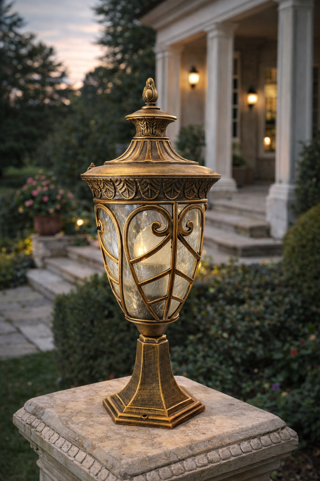 فانوس حدائق كلاسيكي – برونزي مزخرف