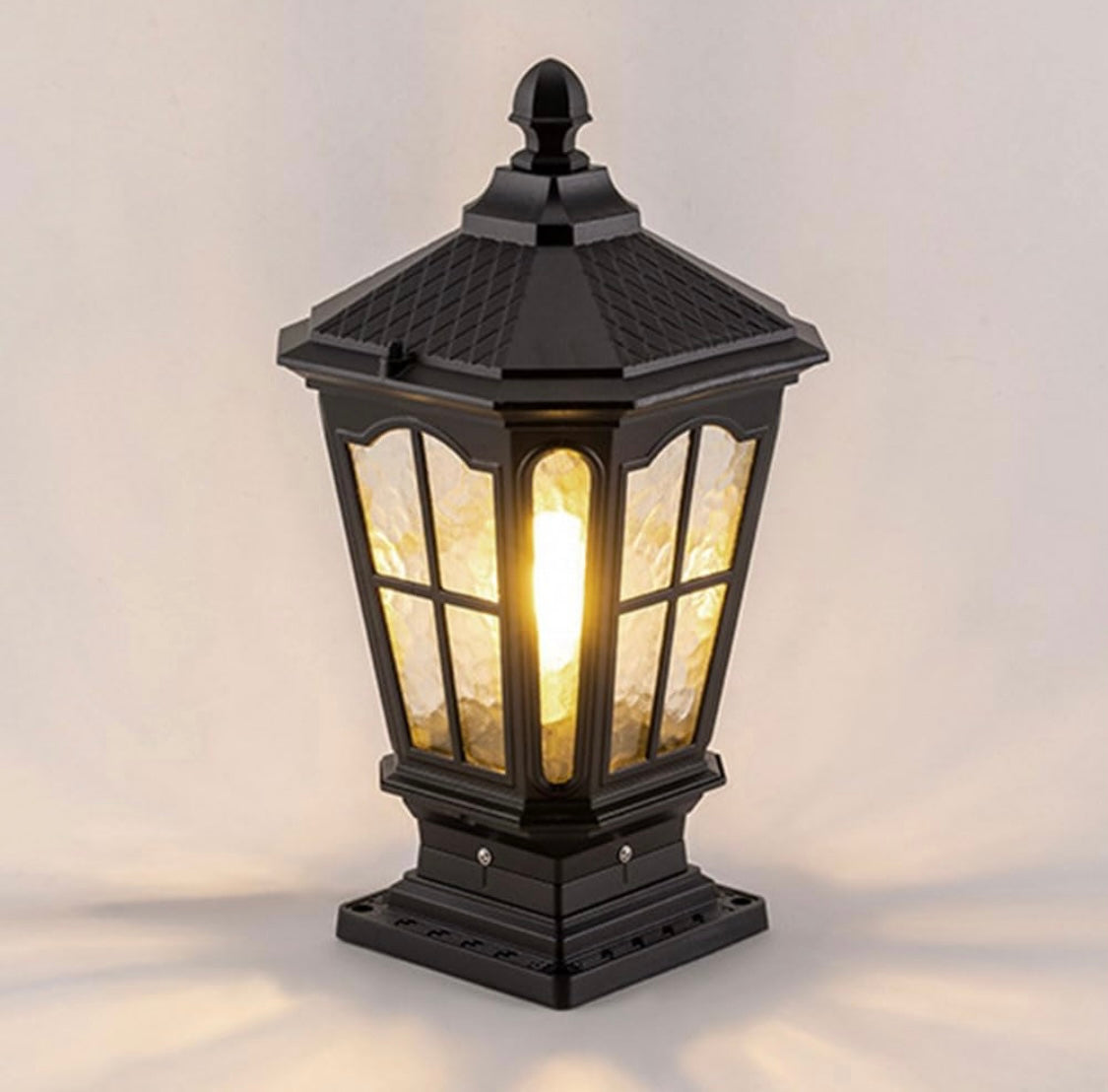 فانوس حدائق كلاسيكي – أسود مربّع
