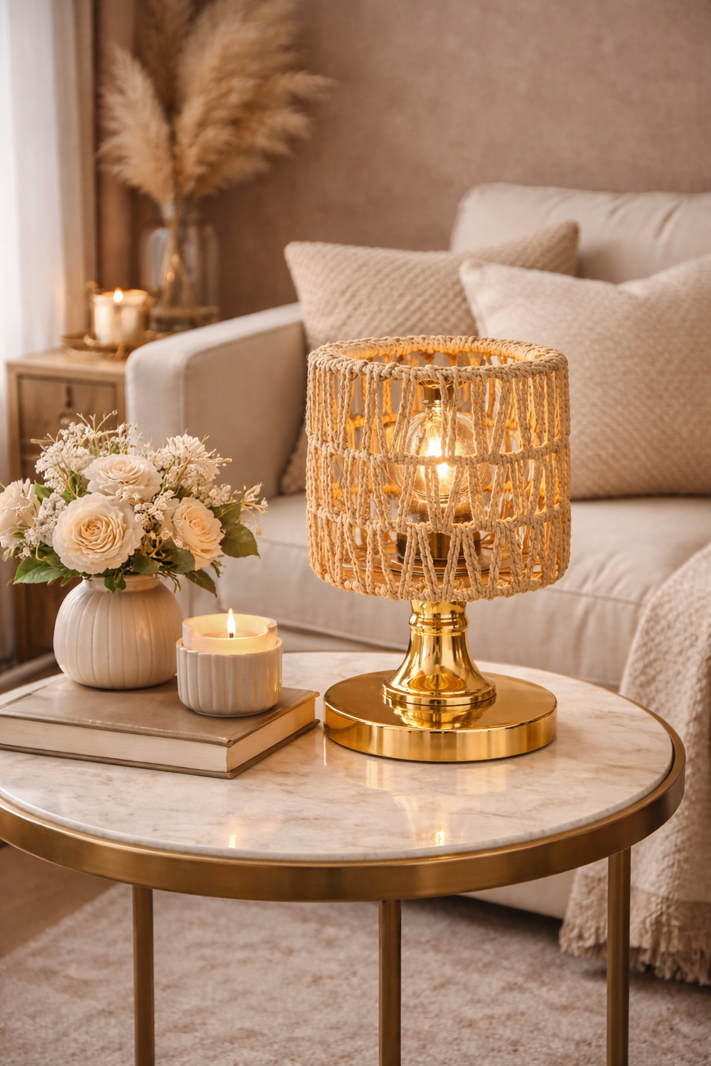 تيبل لامب كتان ستايل بوهيمي