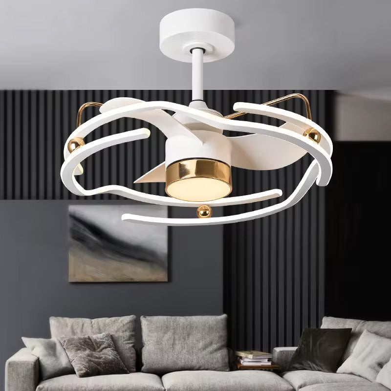 مروحة سقف LED عصرية بتصميم فني فاخر - 63 سم